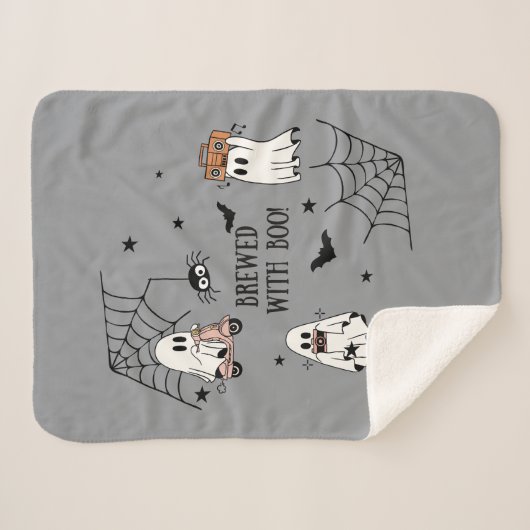 Hey Boo Halloween Funny Ghost Sherpa Deken (Voorkant (horizontaal))