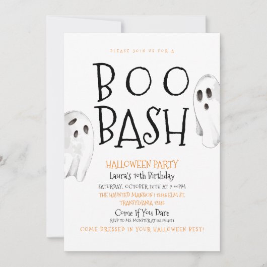 Hey Boo Halloween Ghost Birthday Kaart (Voorkant)
