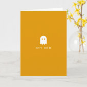 Hey Boo Halloween | Ghost Modern Minimalist Cute Kaart (Gele Bloem)