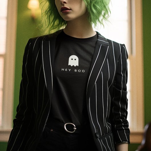 Hey Boo Halloween | Ghost Modern Minimalist Cute T-shirt