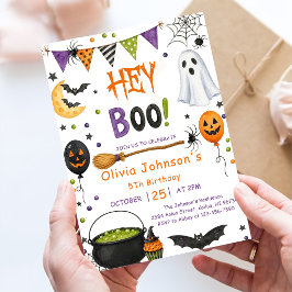 Hey Boo Halloween Groovy Geest Verjaardagsfeestje Kaart