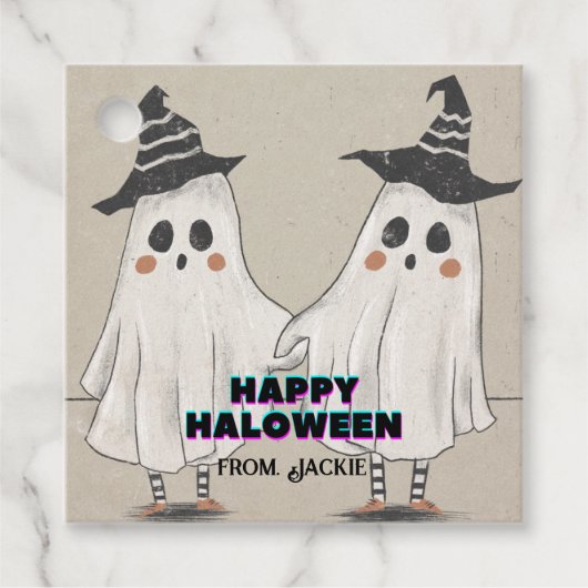 Hey Boo Halloween leuke uitnodiging voor kinderen Bedankjes Labels (Voorkant)
