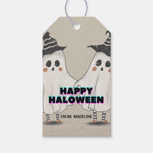 Hey Boo Halloween leuke uitnodiging voor kinderen Cadeaulabel (Voorkant)