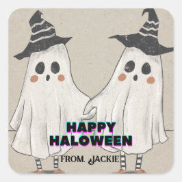 Hey Boo Halloween leuke uitnodiging voor kinderen  Vierkante Sticker