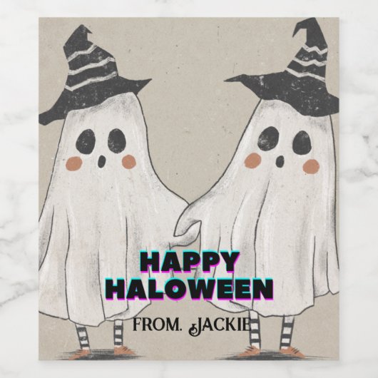 Hey Boo Halloween leuke uitnodiging voor kinderen Wijn Etiket (Enkel label)
