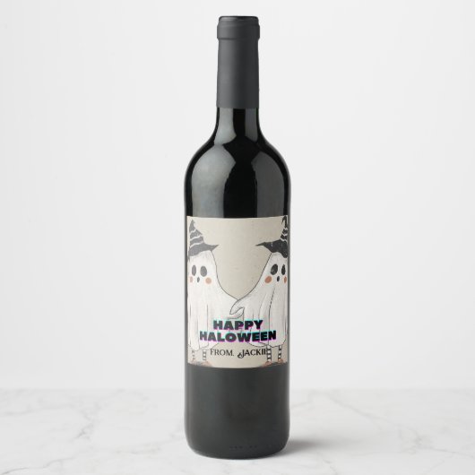 Hey Boo Halloween leuke uitnodiging voor kinderen Wijn Etiket (Voorkant)