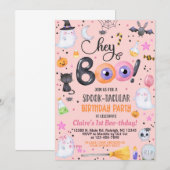 Hey boo Halloween meisje verjaardag uitnodigen ELK Kaart (Voorkant / Achterkant)