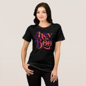 Hey Boo Halloween-ontwerp Tri-Blend Shirt (Voorkant volledig)