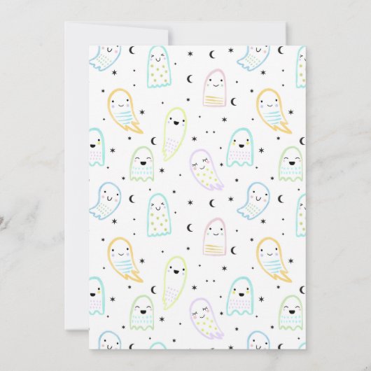 Hey Boo Halloween Pastel Ghost Uitnodiging voor ve (Achterkant)