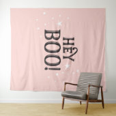 Hey Boo! Halloween pink Backdrop party banner  Wandkleed (In Situ (horizontaal))