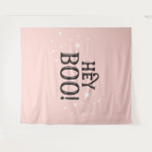 Hey Boo! Halloween pink Backdrop party banner  Wandkleed (Voorkant (horizontaal))