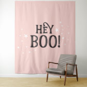 Hey Boo! Halloween pink Backdrop party banner  Wandkleed (In situ)