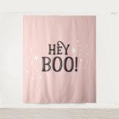 Hey Boo! Halloween pink Backdrop party banner  Wandkleed (Voorkant)
