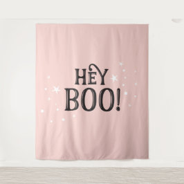 Hey Boo! Halloween pink Backdrop party banner  Wandkleed