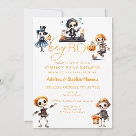 Hey Boo Halloween Spooky Chic Kostuum Baby shower Kaart (Voorkant)