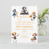 Hey Boo Halloween Spooky Chic Kostuum Baby shower Kaart (Staand voorkant)