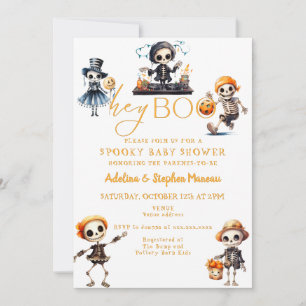 Hey Boo Halloween Spooky Chic Kostuum Baby shower Kaart