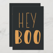 "Hey Boo" Halloween Typografie modern Custom Feestdagenkaart (Voorkant / Achterkant)