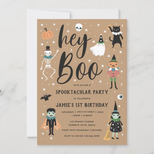  Hey Boo Halloween Uitnodiging (Voorkant)