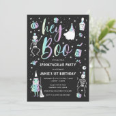 Hey Boo Halloween Uitnodiging (Staand voorkant)