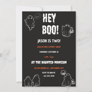 Hey Boo Halloween Verjaardagsfeestje Kaart