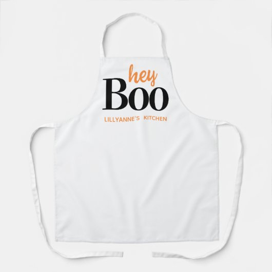 Hey Boo Halloween White Black Typografie Monogram Schort (Voorkant)