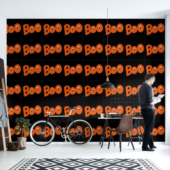 Hey Boo heb ik je bang gemaakt voor typografie en  Behang (Woonkamer)