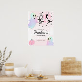 Hey Boo iriserende Ghost PinkHalloween Welkom Poster (Keuken)
