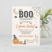 Hey BOO Kind Friendly Halloween Costume Party Kaart (Staand voorkant)