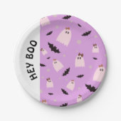 Hey Boo kleine geesten met strikken Halloween Papieren Bordje (Voorkant)