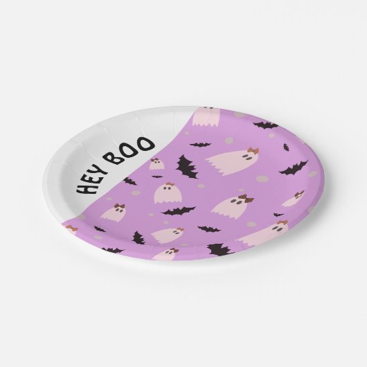 Hey Boo kleine geesten met strikken Halloween Papieren Bordje (Gekanteld)
