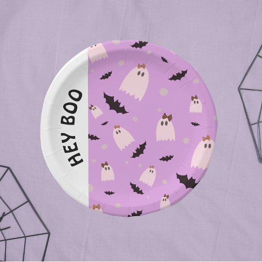 Hey Boo kleine geesten met strikken Halloween Papieren Bordje