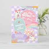 Hey Boo Lets Party Rainbow Spooky Birthday  Kaart (Staand voorkant)