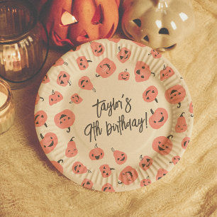 Hey Boo Modern Halloween Boho Girl Verjaardagsfees Papieren Bordje