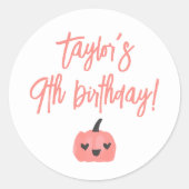 Hey Boo Moderne Halloween Meisje Verjaardagsfeestj Ronde Sticker (Voorkant)