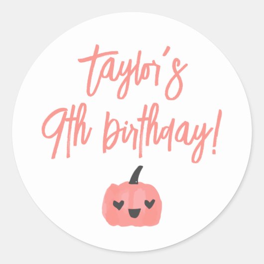 Hey Boo Moderne Halloween Meisje Verjaardagsfeestj Ronde Sticker (Voorkant)