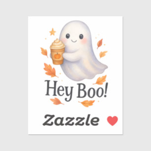 Hey Boo! – Mooie door AI gegenereerde Ghost Pumpki Sticker