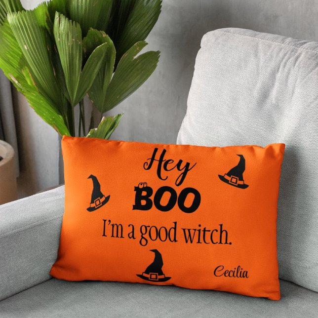 Hey Boo Naam op Oranje Halloween Accent Pillow Accent Kussen (Creator heeft geüpload)