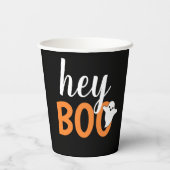 Hey Boo Oranje Black Funny Halloween Ghost Papieren Bekers (Achterkant)