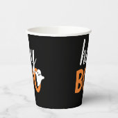 Hey Boo Oranje Black Funny Halloween Ghost Papieren Bekers (Links)