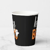 Hey Boo Oranje Black Funny Halloween Ghost Papieren Bekers (Rechts)