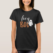 Hey Boo Oranje Black Funny Halloween Ghost T-shirt (Voorkant)