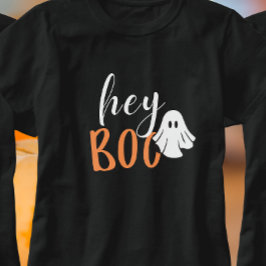 Hey Boo Oranje Black Funny Halloween Ghost T-shirt