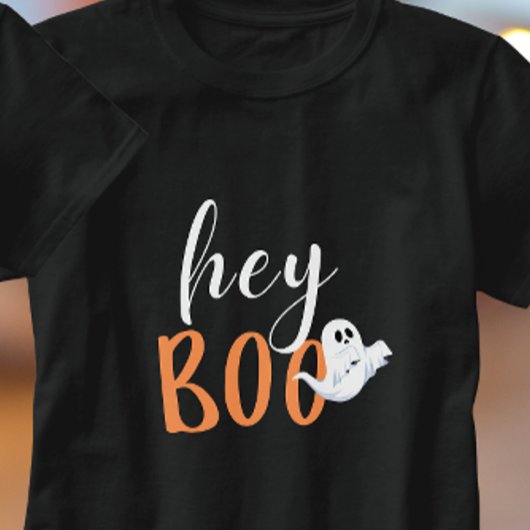 Hey Boo Oranje Black Funny Halloween Ghost T-shirt