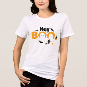 Hey boo oranje grappige Ghost Spooky Tri-Blend Shirt