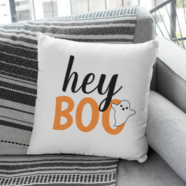 Hey Boo Oranje White Funny Halloween Ghost Kussen