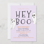 Hey Boo, Paarse Ghost Halloween Uitnodiging (Voorkant)
