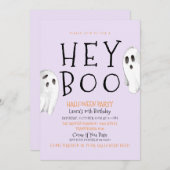 Hey Boo, Paarse Ghost Halloween Uitnodiging (Voorkant / Achterkant)