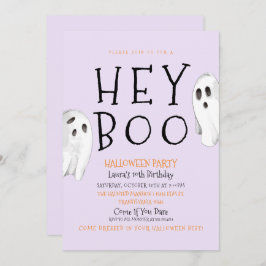 Hey Boo, Paarse Ghost Halloween Uitnodiging