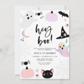 Hey Boo Pastel Halloween Verjaardag uitnodiging (Voorkant)